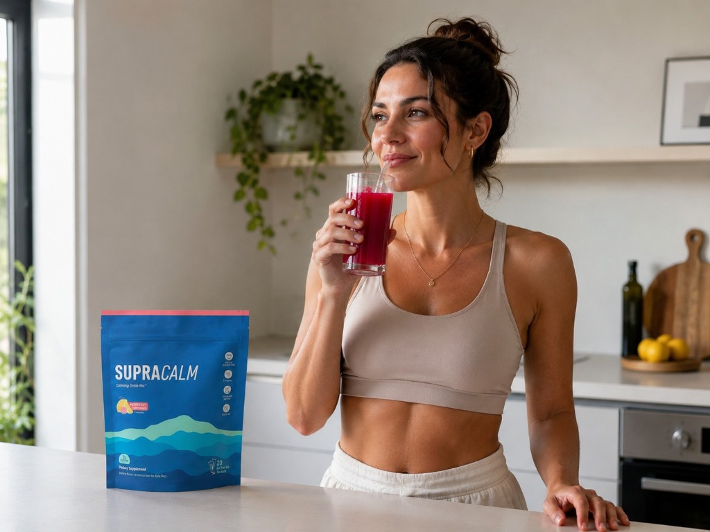 Persona en cocina con SUPRA CALM — bienestar y calma